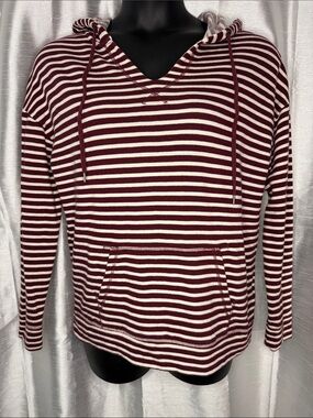 Banana Republic Striped V Neck Pullover Oversized Hoodie Beachy Preppy Women’s M